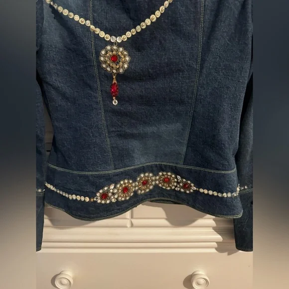 Unique Dark Denim Embellished Women’s Jacket by “a and me” - Picture 7 of 11